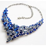 Sapphire Blue Lux Glam Marquise Statement Necklace  Set